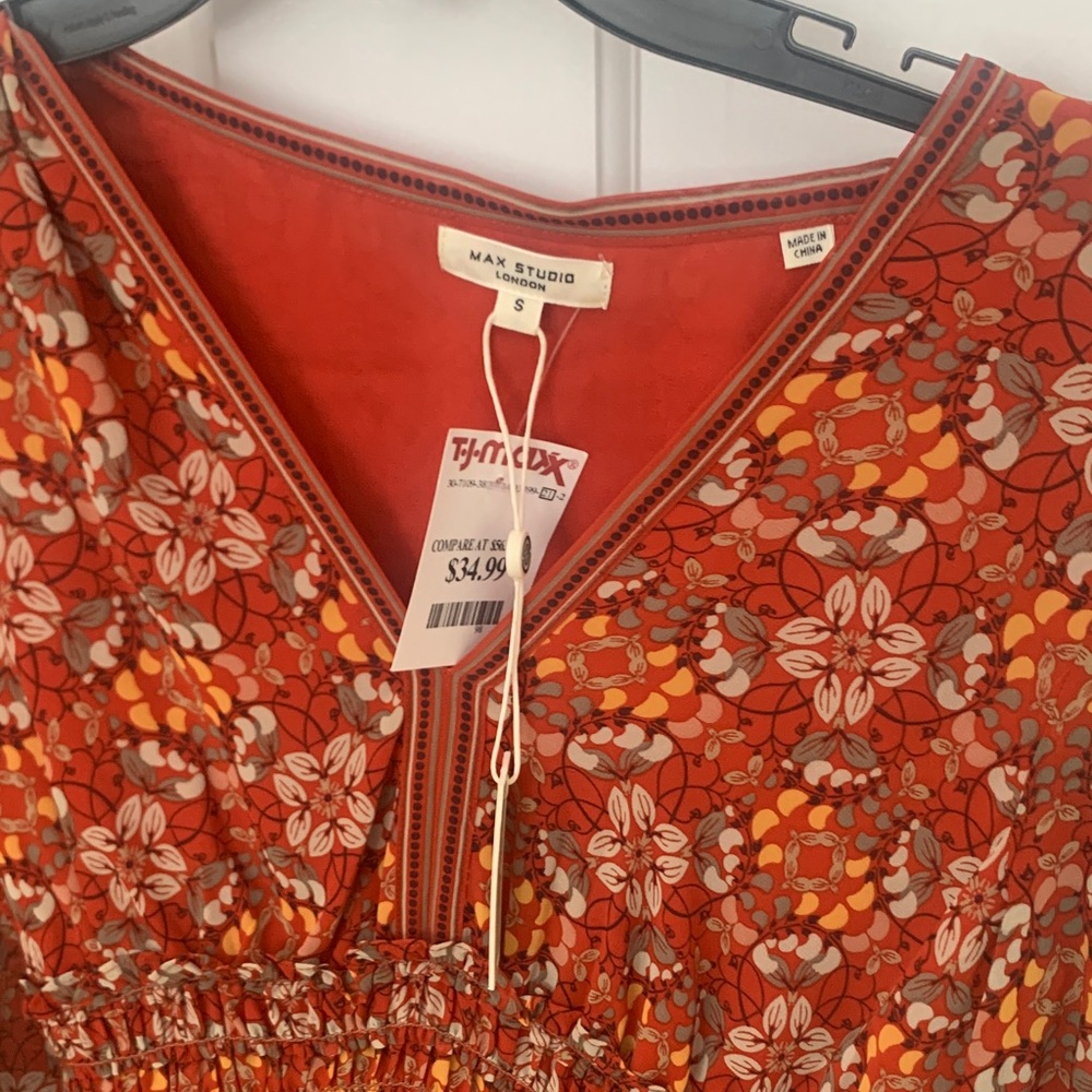 Max Studio Red and Orange Patterned Dress